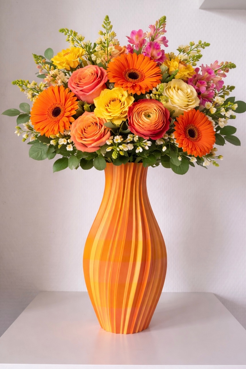 3D Vaas Goldy – Silk Goud & Peach | 29 cm