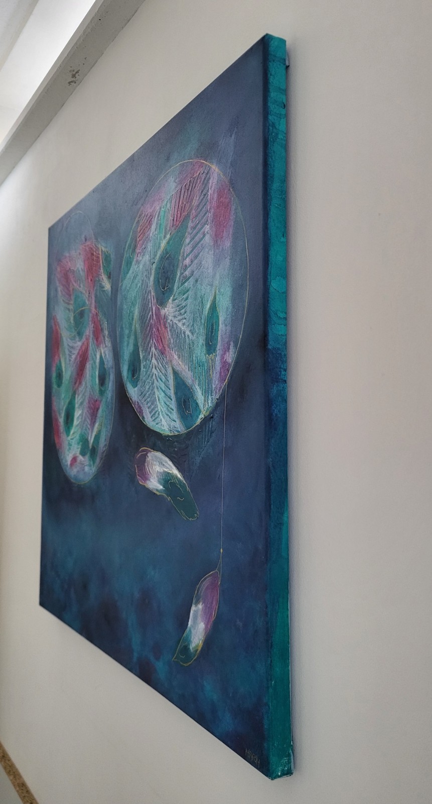 Canvas op hout 'Dromenvanger' origineel acryl/ecoline schilderij 50x50 - 150539 50x50 Canvas op hout 'Dromenvanger' origineel acryl/ecoline schilderij