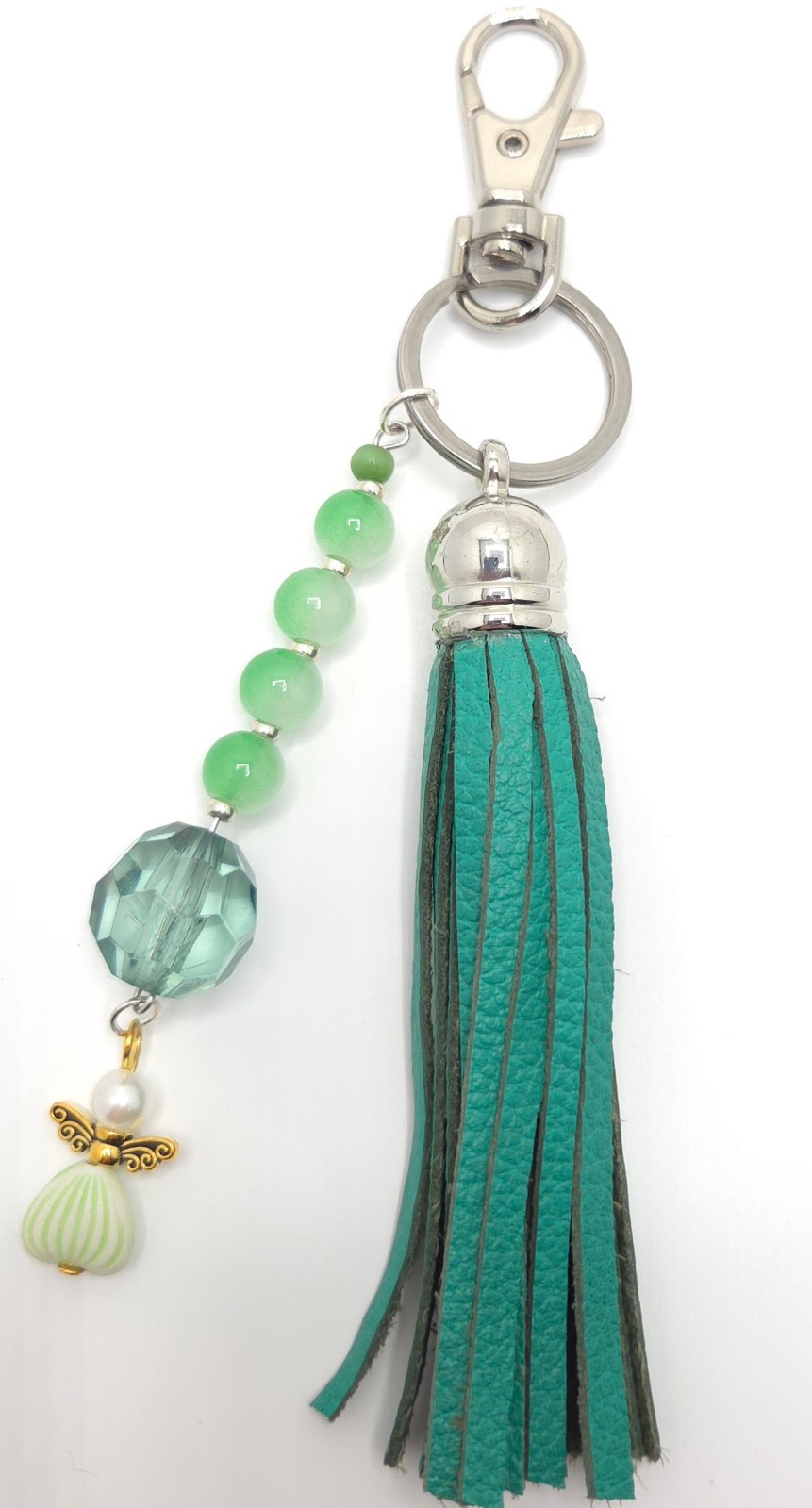 leren tashanger met natuursteen kralen en tassel - 151331 leren tashanger met natuursteen kralen en tassel
