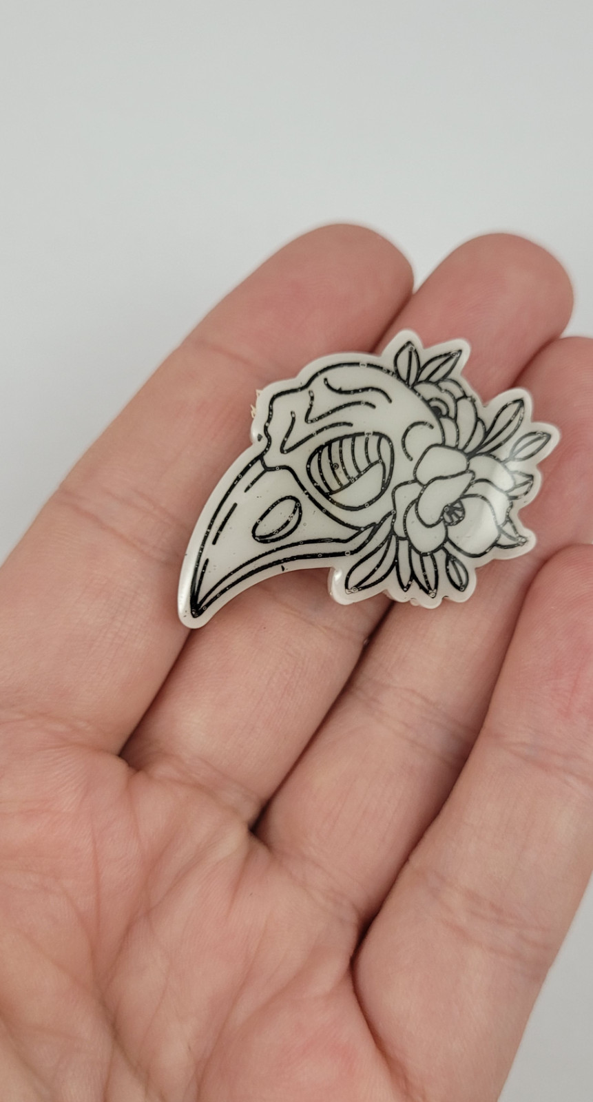 Vogel schedel bloem magneet