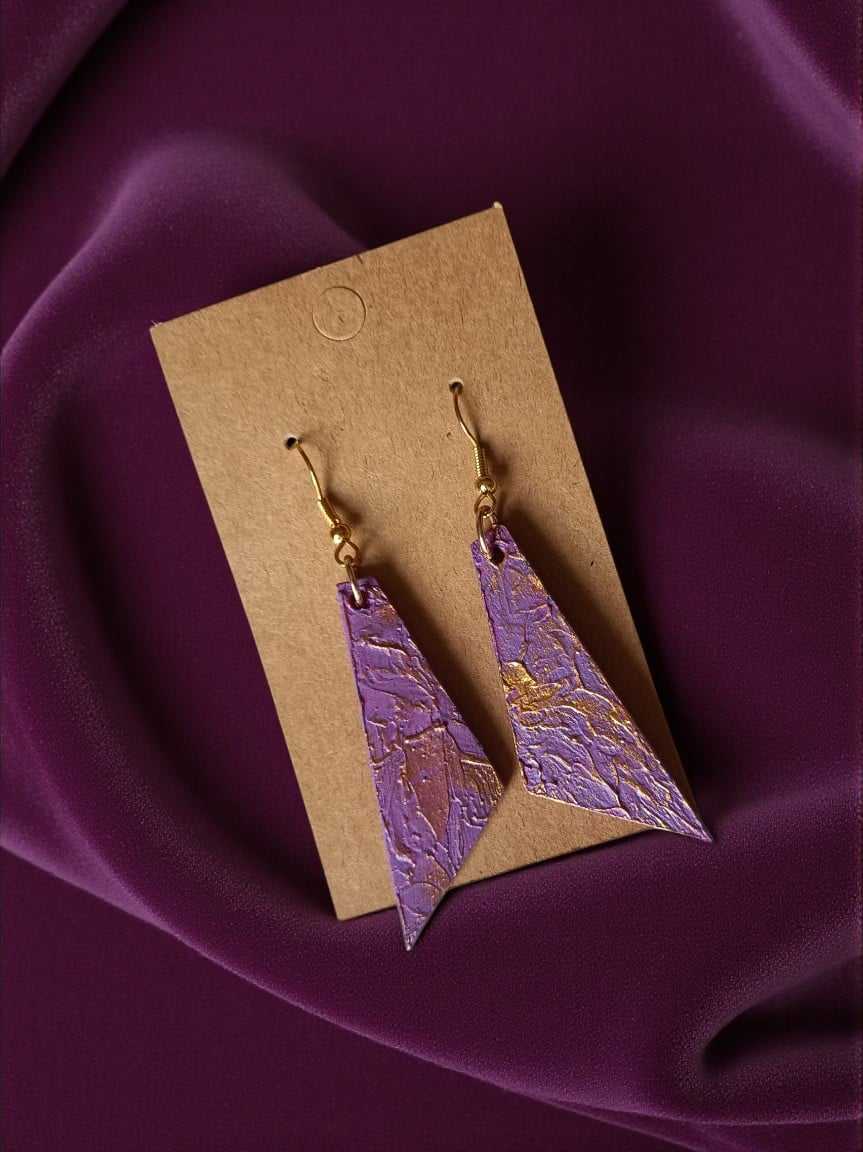 Oorbellen kunst - paars/goud