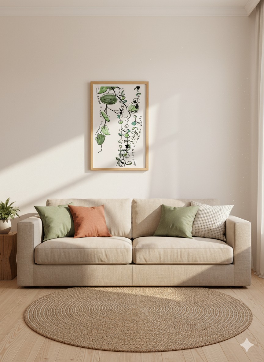 Poster – Hangplanten aquarel, Don’t forget to water the plants il… - 98050 Poster – Hangplanten aquarel, Don’t forget to water the plants illustratie