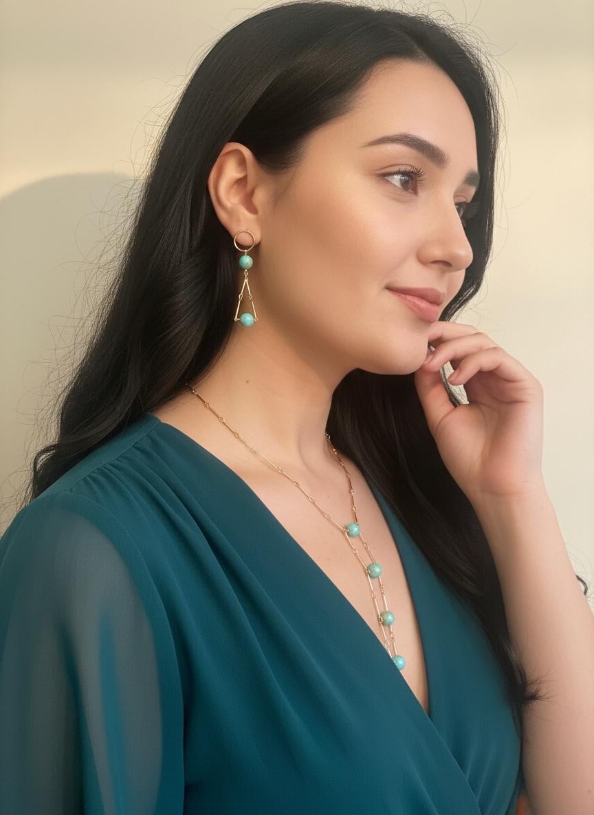 Fijne jade ketting- en oorbellen set