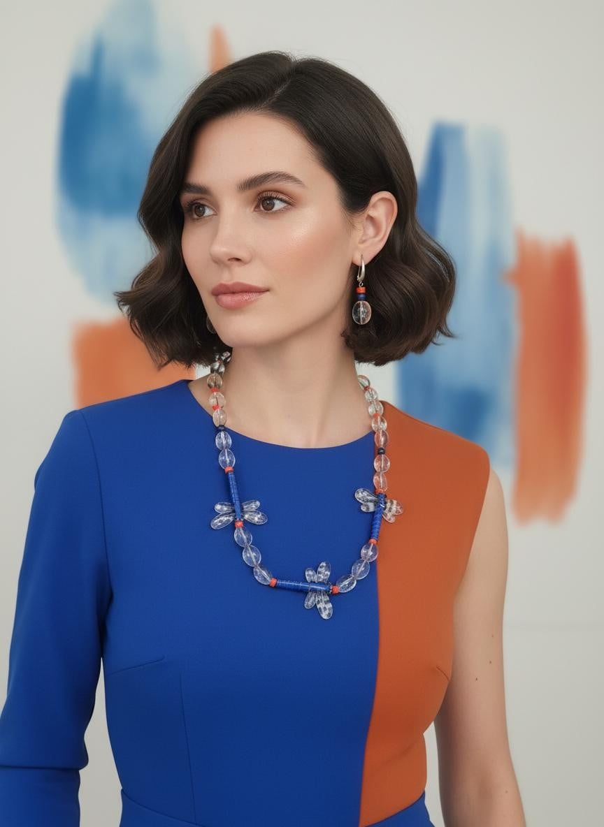 Ketting van glas en lapis lazuli