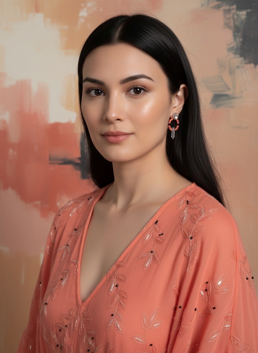 Kwarts en koraal oorbellen