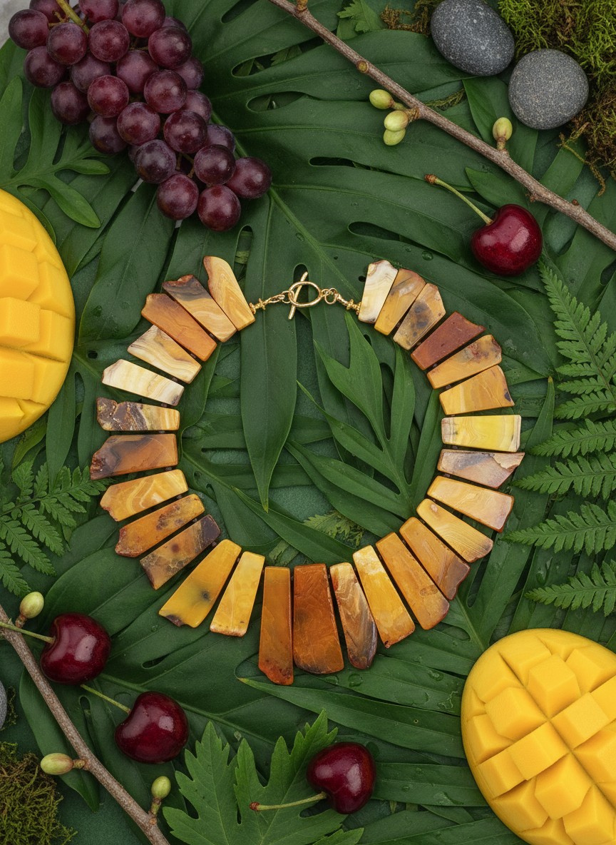 Unieke statement ketting met agaat en Maleisische jade