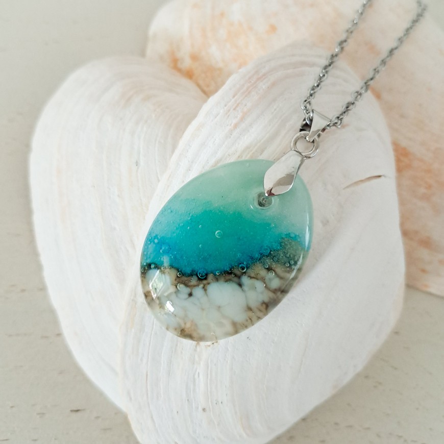 Oceaan - zee hanger ketting: handgemaakt aqua blauw glazen sieraad, o… - 152663 Oceaan - zee hanger ketting: handgemaakt aqua blauw glazen sieraad, op zee geïnspireerd betekenisvol cadeau