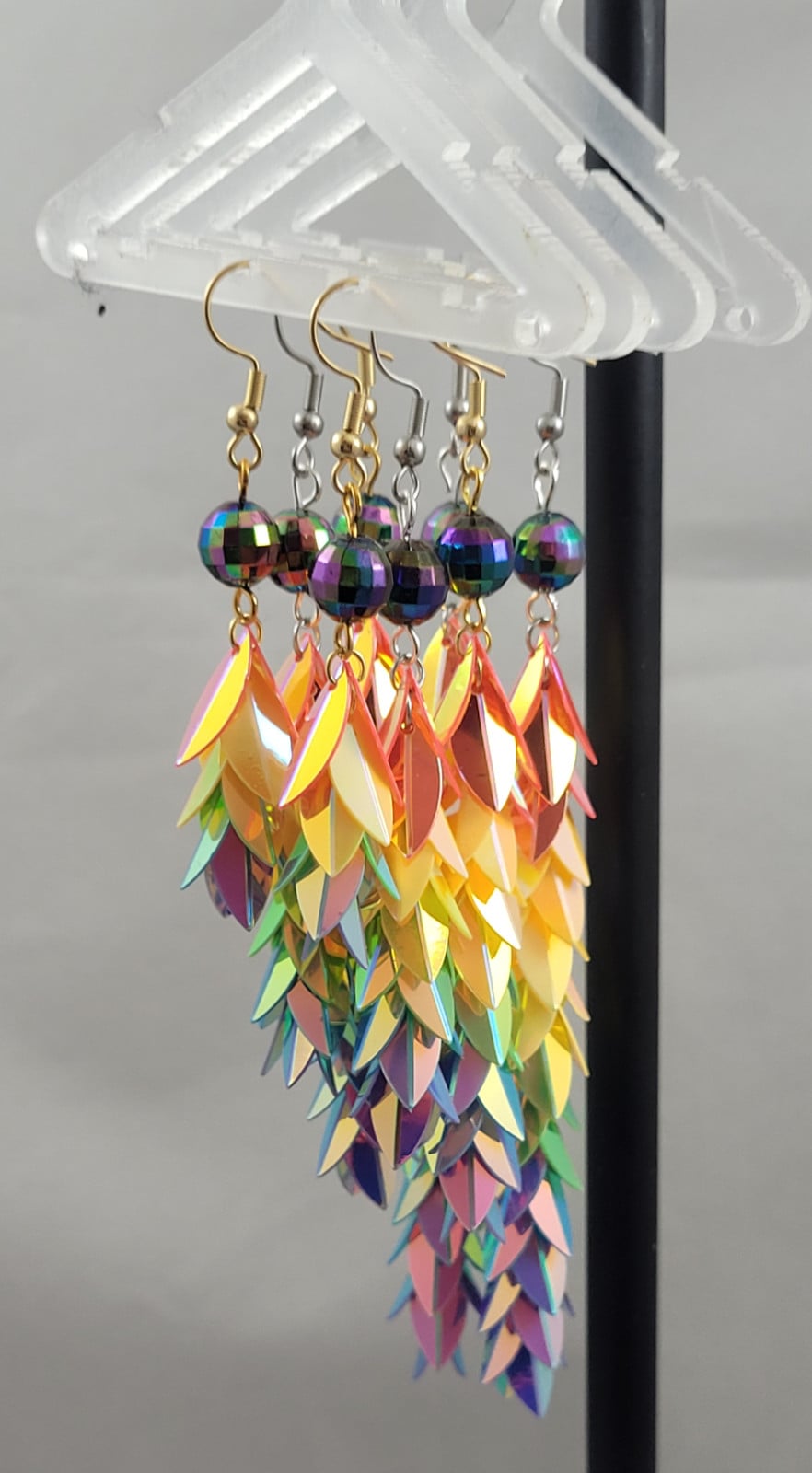 Disco holografische regenboog hang oorbellen