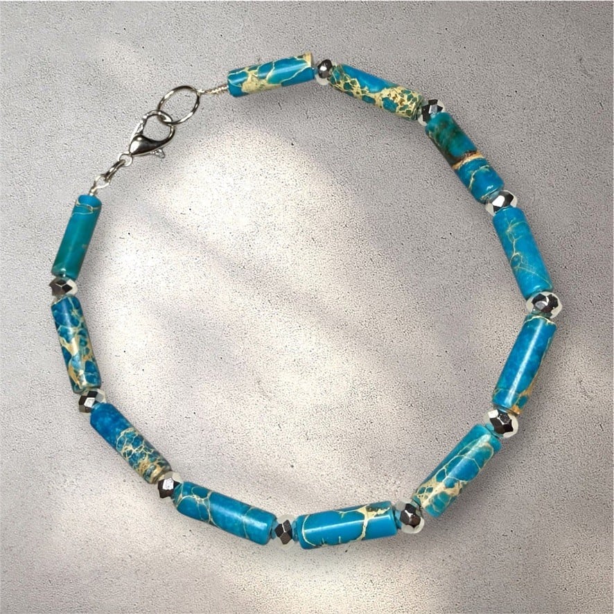 Turquoise en zilveren armband-8 in / 20 cm - 155149 Turquoise en zilveren armband-8 in / 20 cm