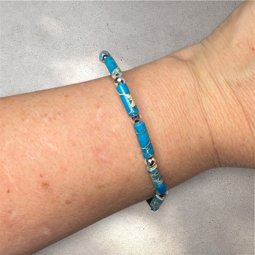 Turquoise en zilveren armband-8 in / 20 cm - 155150 Turquoise en zilveren armband-8 in / 20 cm