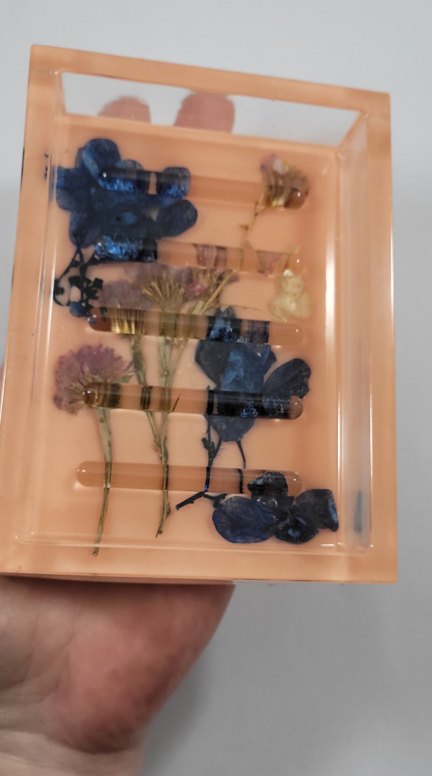 Bloemen perzik zeep houder - 102596 Bloemen perzik zeep houder