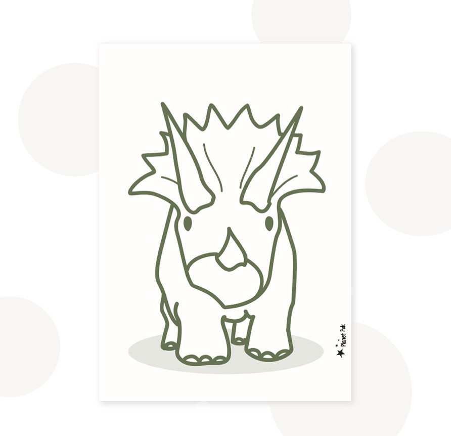 Handgemaakte Decoratie-, cadeauset Terry Triceratops | Dinokamer decoratie