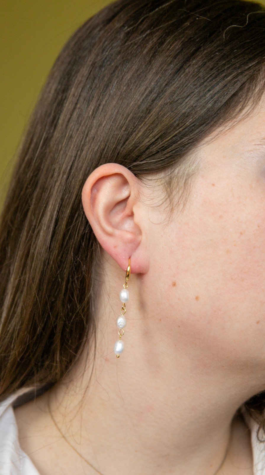 RVS Oorbellen met zoetwater parels