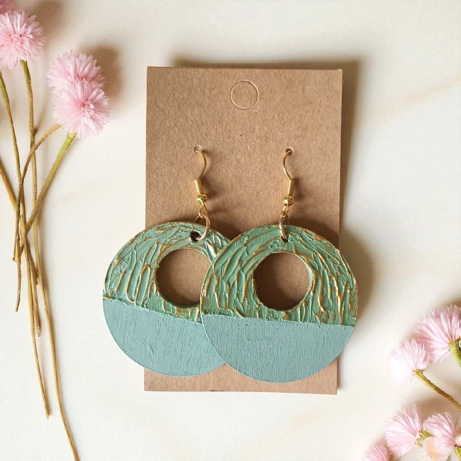 Oorbellen kunst - rond - groen goud - 91781 Oorbellen kunst - rond - groen goud