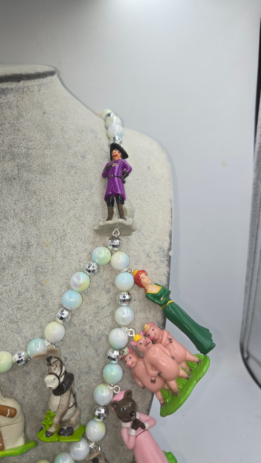 Shrek statement ketting – vintage figuurtjes, handgemaakt & one of a kind
