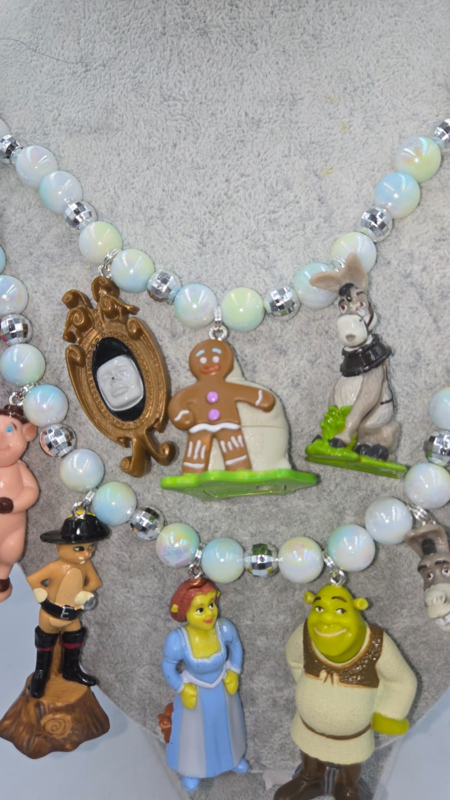 Shrek statement ketting – vintage figuurtjes, handgemaakt & one of a kind