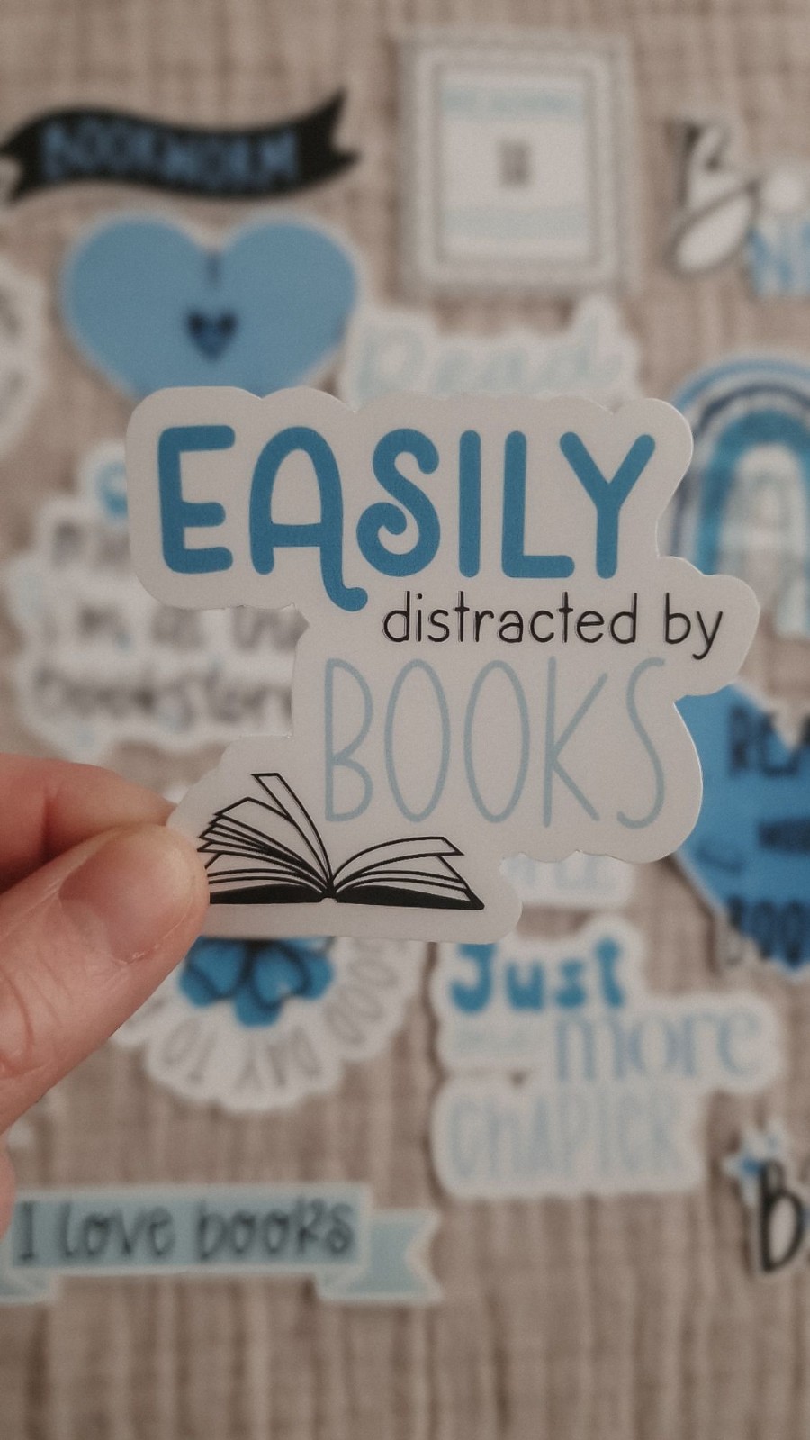 Bookish blauw stickerset, set van 20 stuks