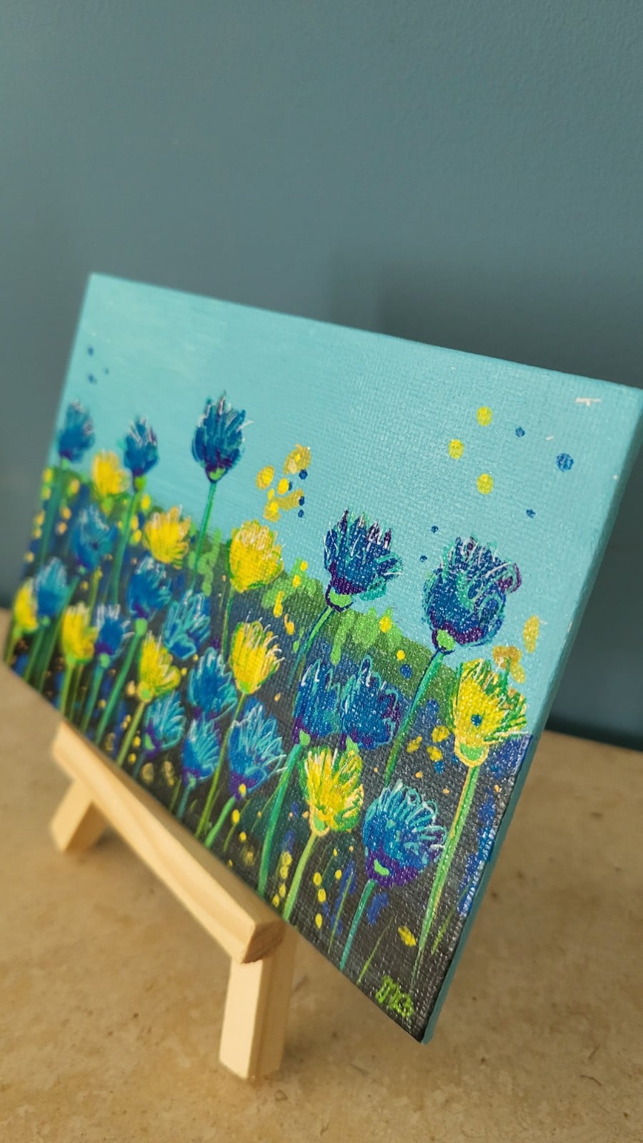 Canvasje 'Korenbloemen' origineel acryl schilderij 10x15 - 150776 'Korenbloemen' origineel acryl schilderij 10x15