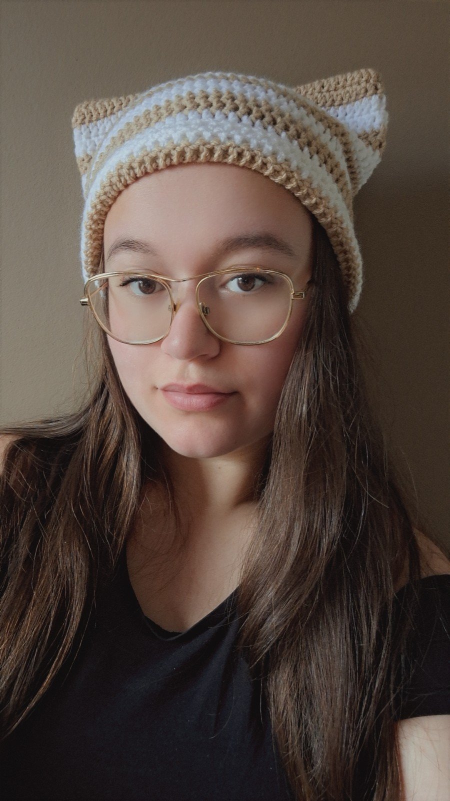 Gehaakte muts | Wit en beige
