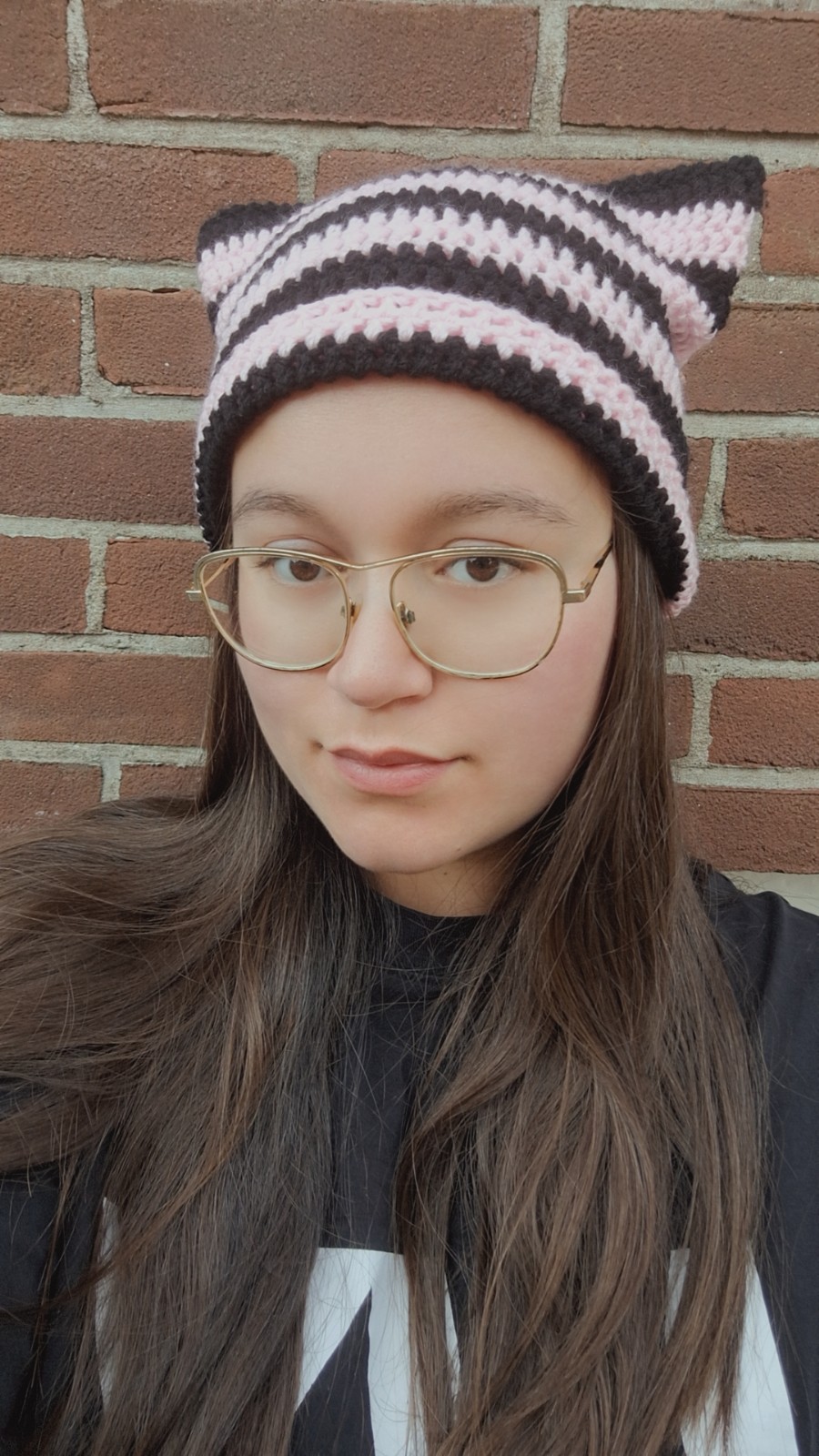 Muts 'Black & baby pink' - 46996.jpeg Gehaakte muts | Zwart en lichtroze