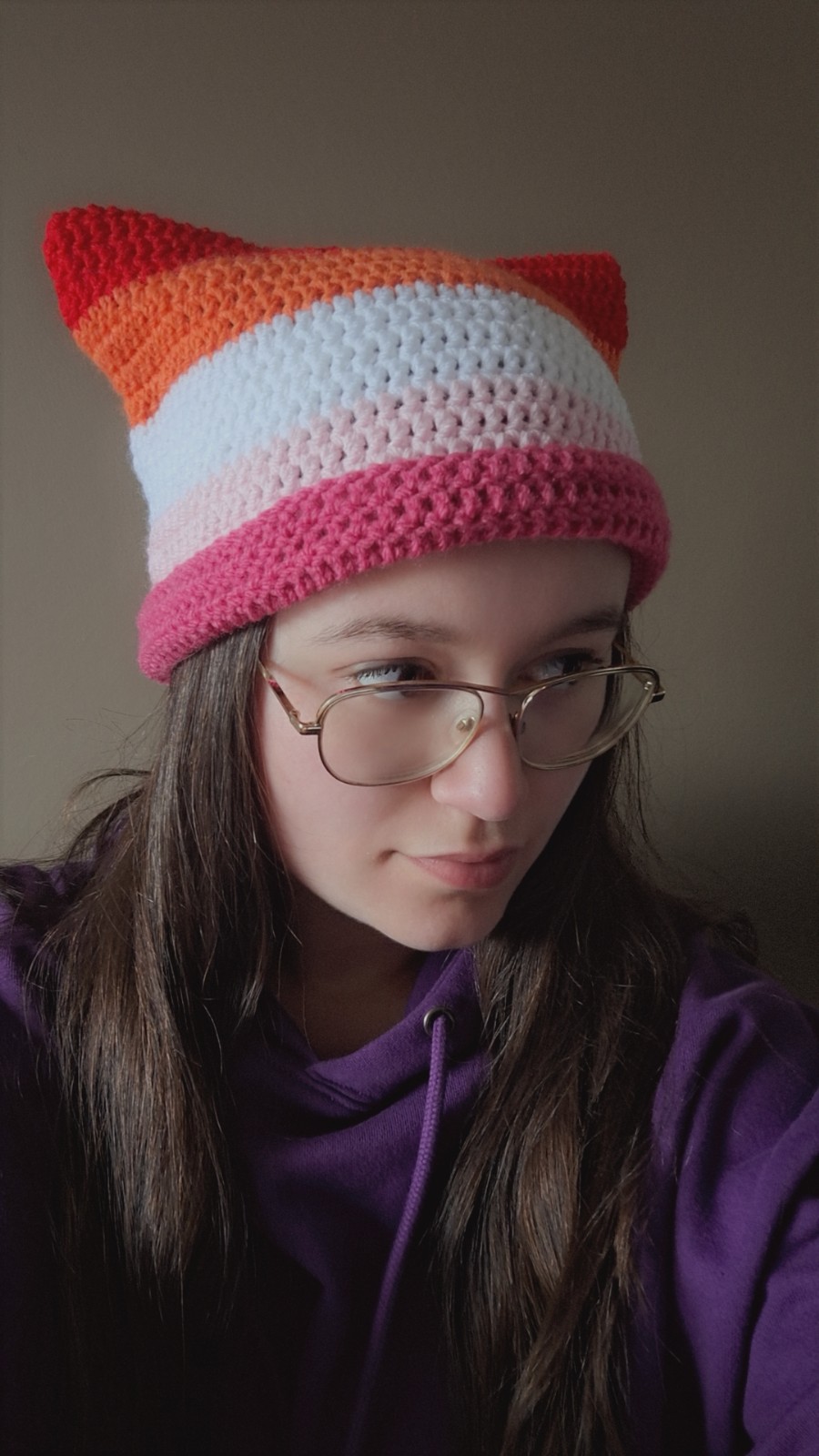 Muts 'Lesbian flag' - 46826.jpeg Gehaakte muts | Lesbische vlag