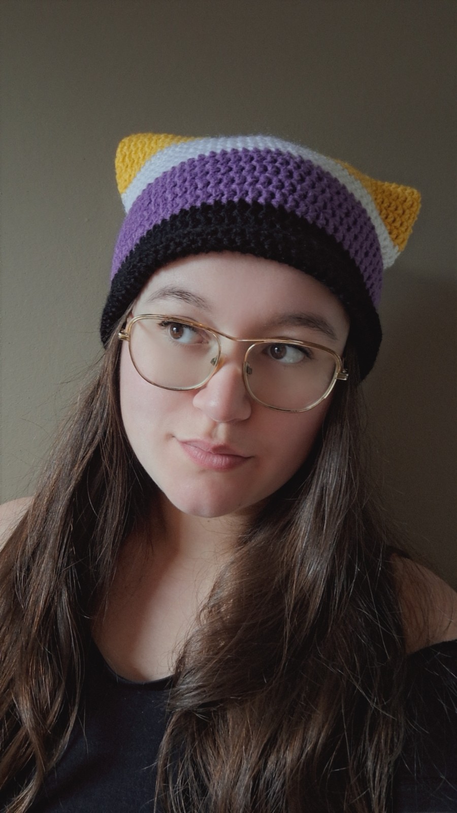 Muts 'Non-binary flag' - 46862.jpeg Gehaakte muts | Non-binary vlag