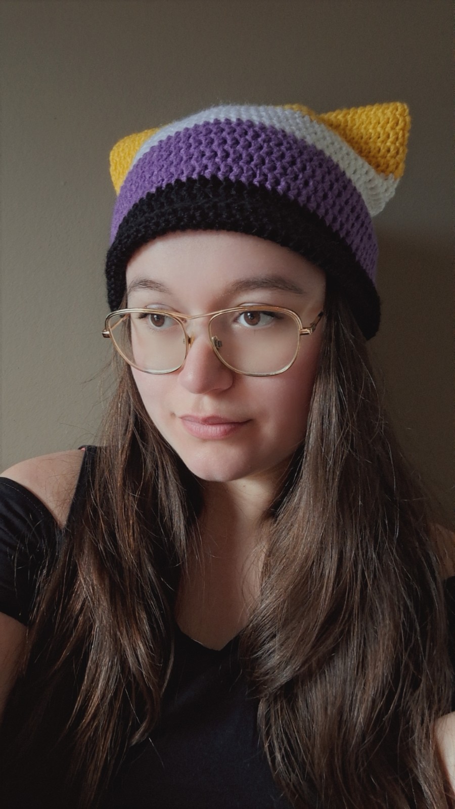 Muts 'Non-binary flag' - 46866.jpeg Gehaakte muts | Non-binary vlag