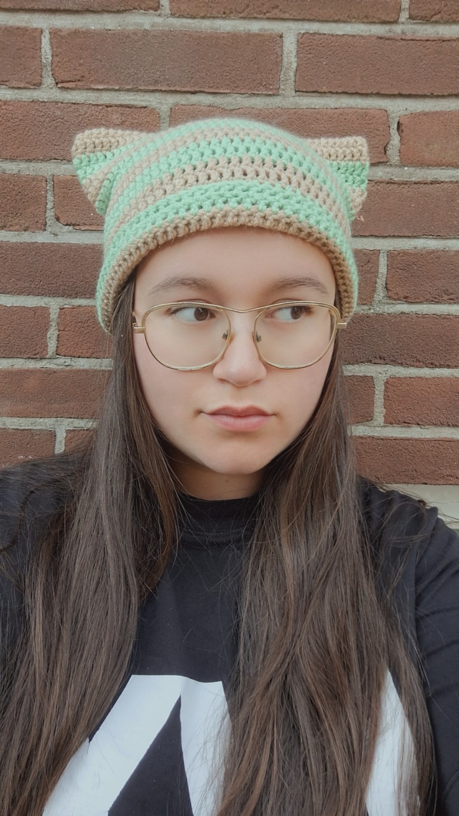 Gehaakte muts 'Tan & peppermint' - 47577.jpeg Gehaakte muts | Beige en mintgroen