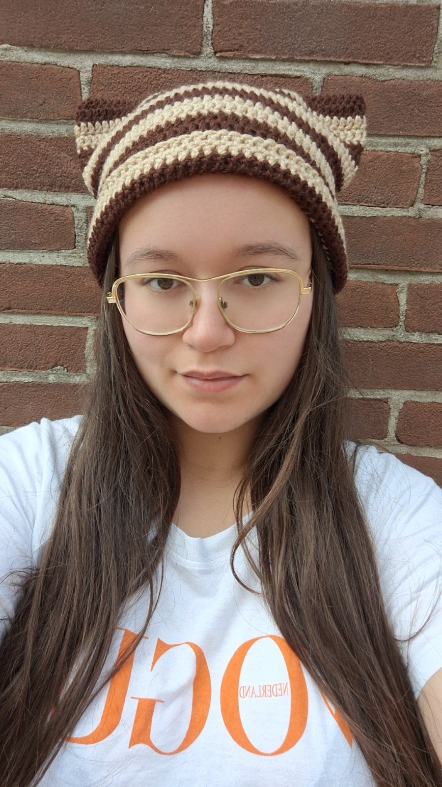 Gehaakte muts | Bruin en beige