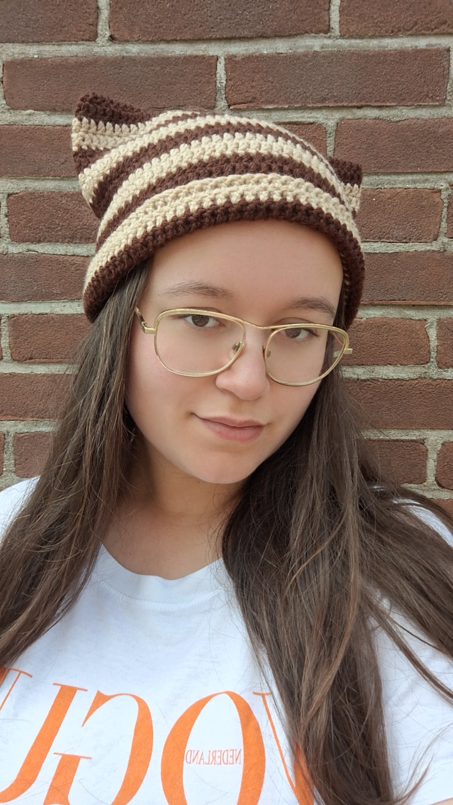 Gehaakte muts | Bruin en beige