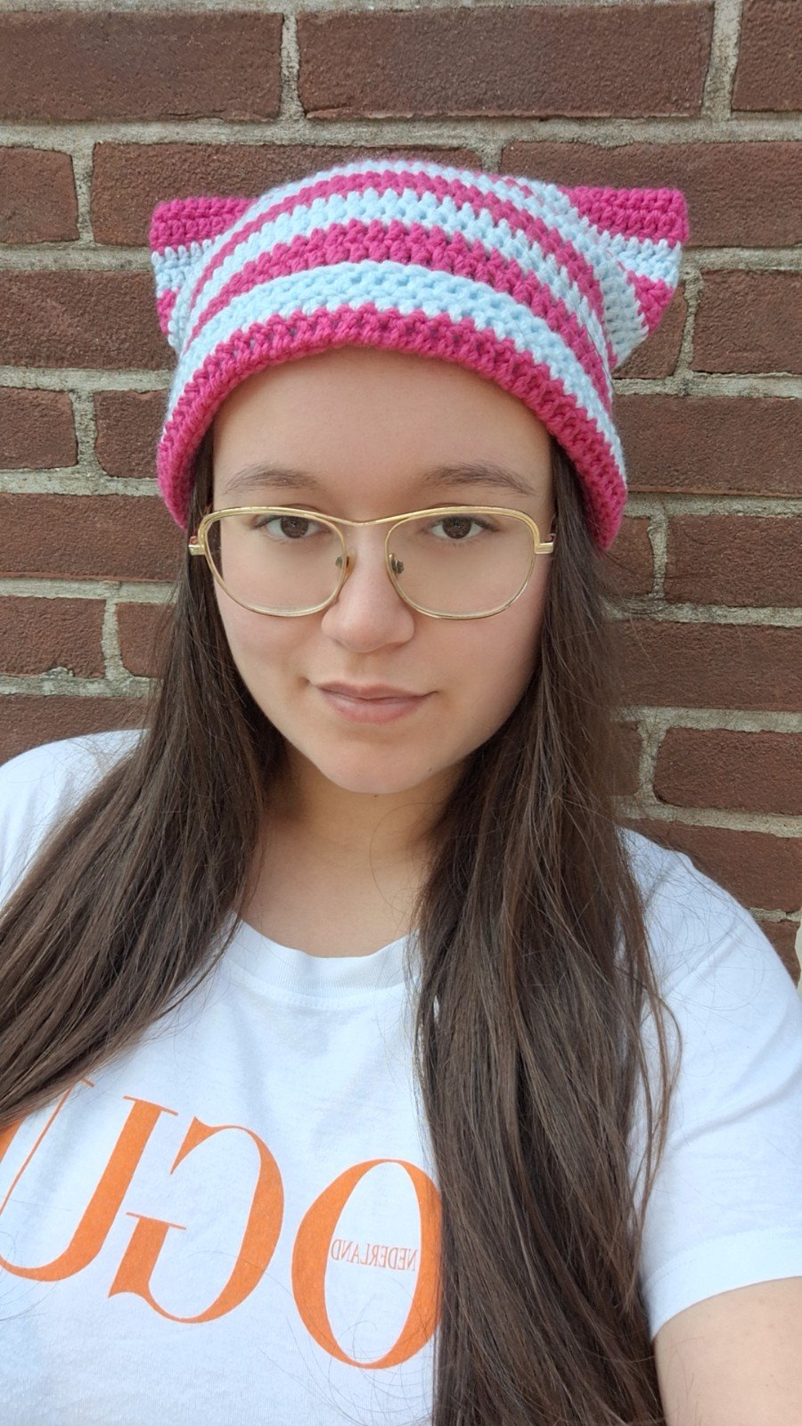 Gehaakte muts | Knalroze en lichtblauw