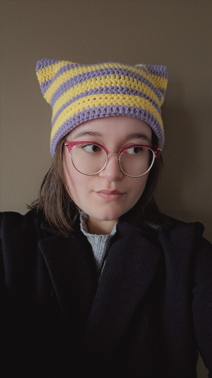 Gehaakte muts 'Lilac & yellow' - 58056.jpeg Gehaakte muts | Lila en geel