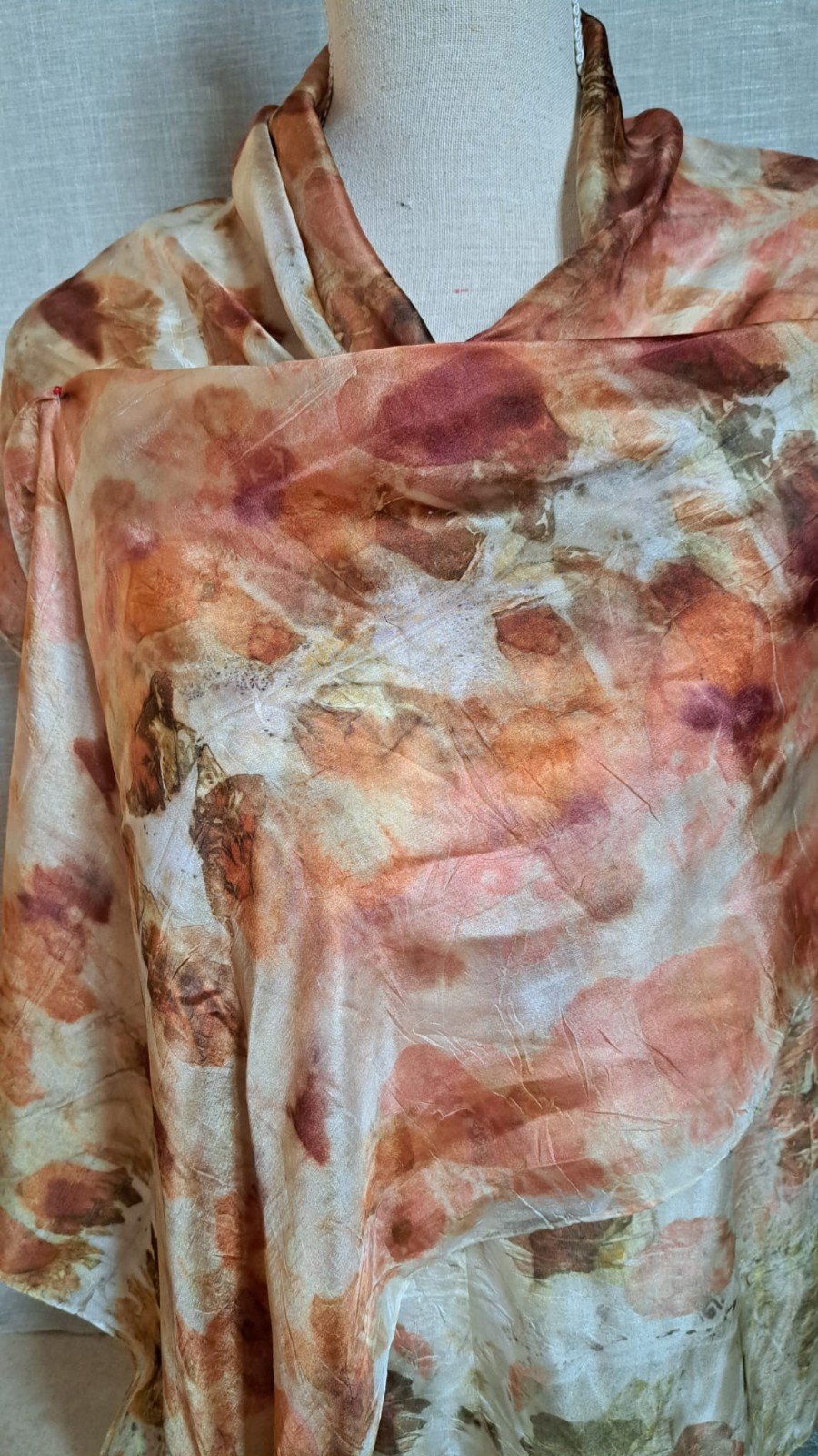 Pongee zijden sjaal, geprint met uienschillen