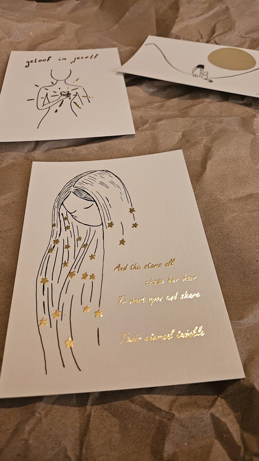 Set van 9 postcards | Girlpower en zelfliefde | met gouden folie