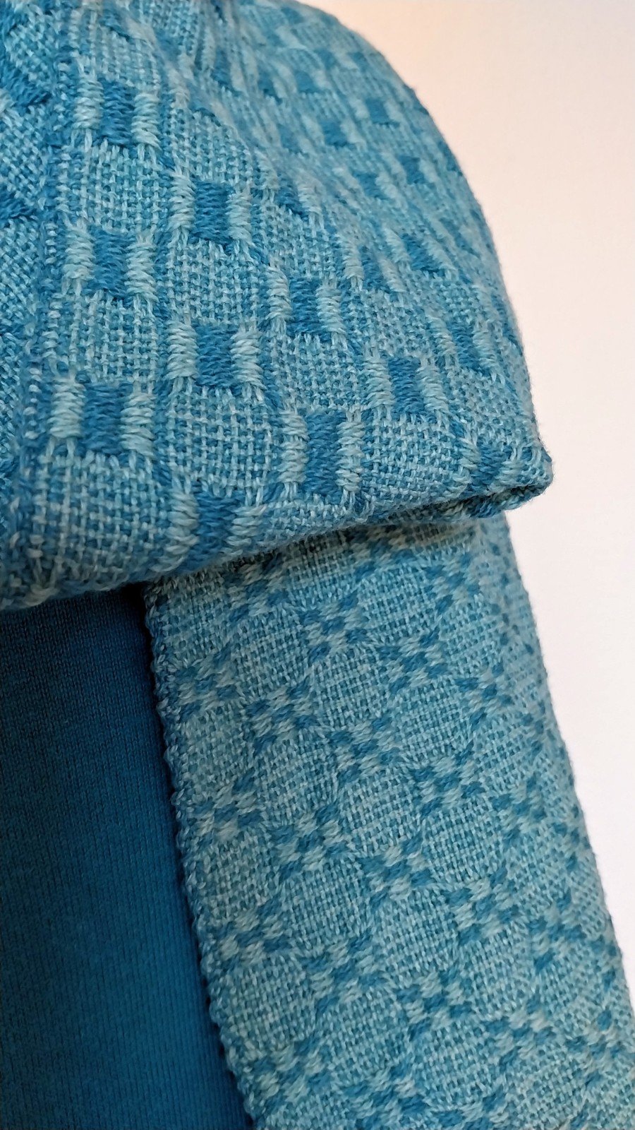 licht blauwe handgeweven wol met katoenen shawl - 78700 Handgeweven shawl in blauwe tinten – zacht, soepel & warm