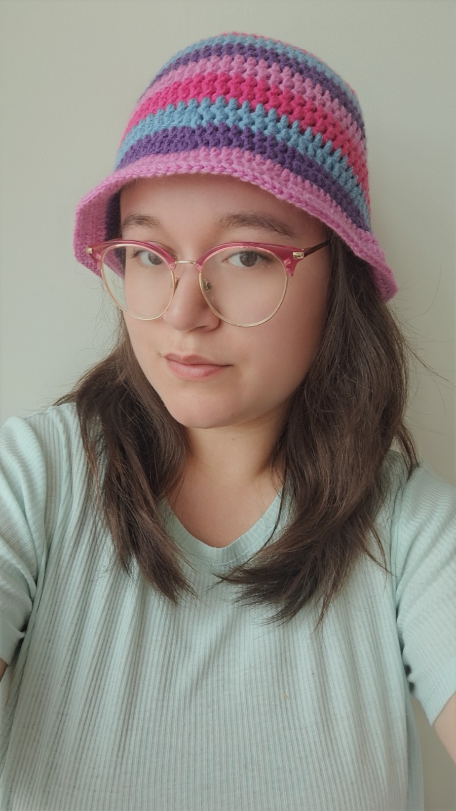 Gehaakte bucket hat | Blauw, paars, lavendel en roze