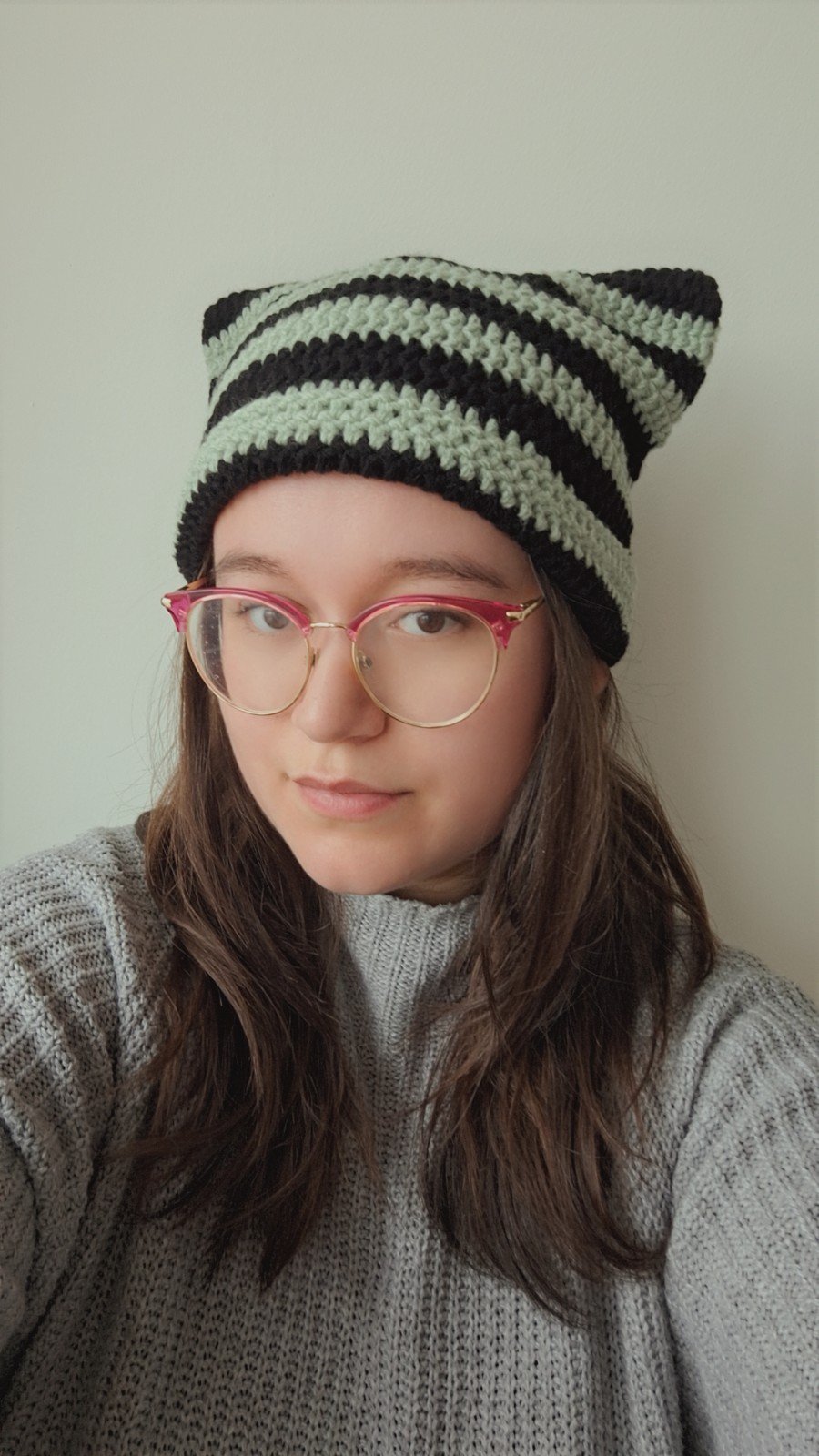 Gehaakte muts | Zwart en sagegroen - 99258 Gehaakte muts | Zwart en sagegroen