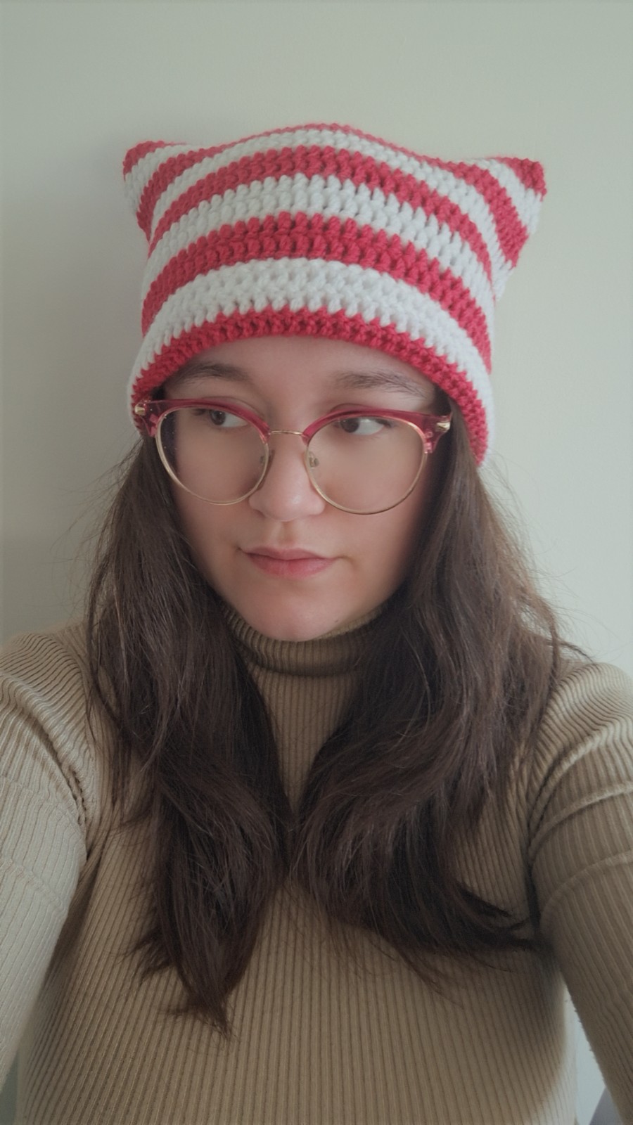 Gehaakte muts | Fuchsia en wit