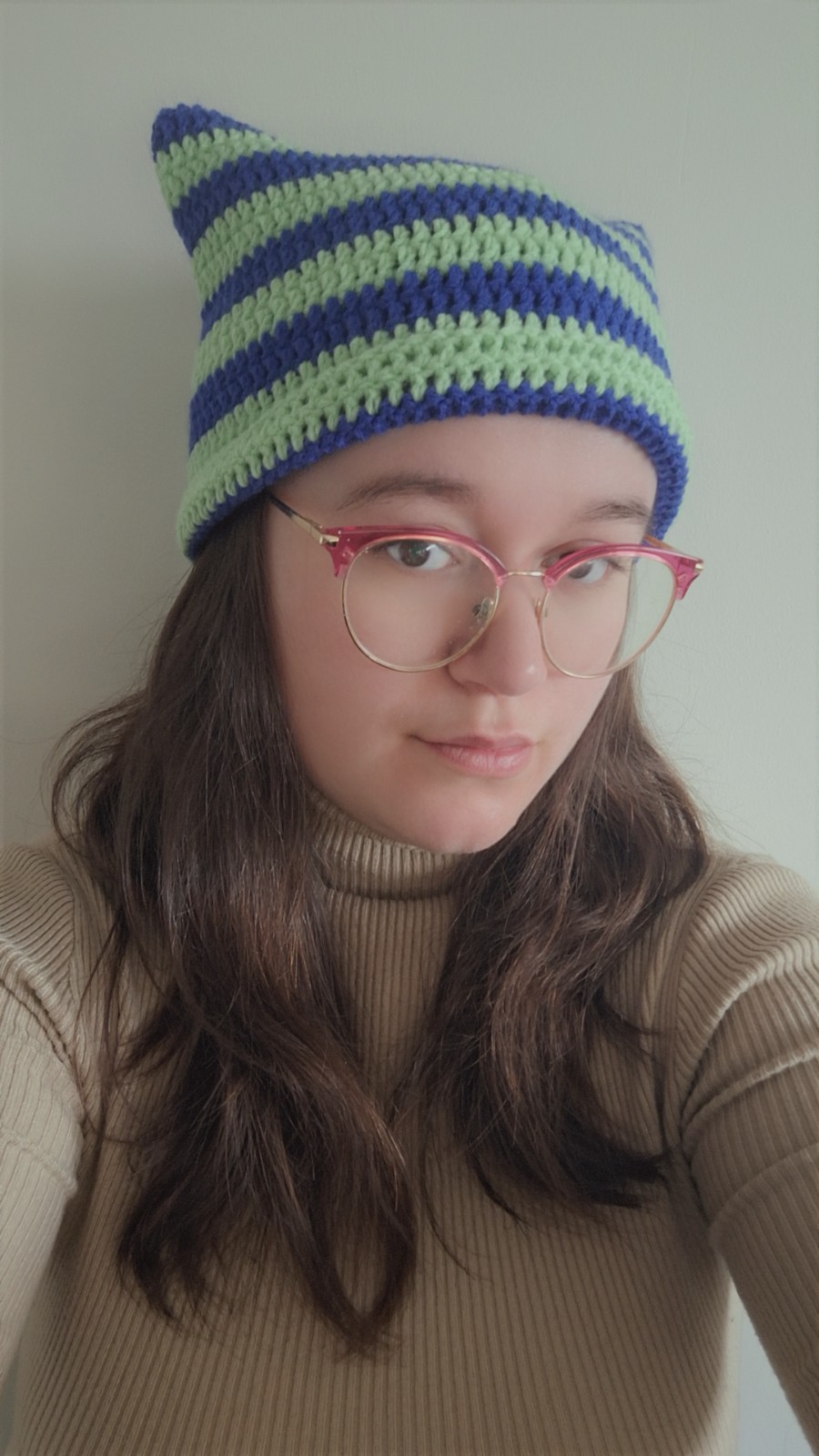Gehaakte muts | Kobaltblauw en lichtgroen