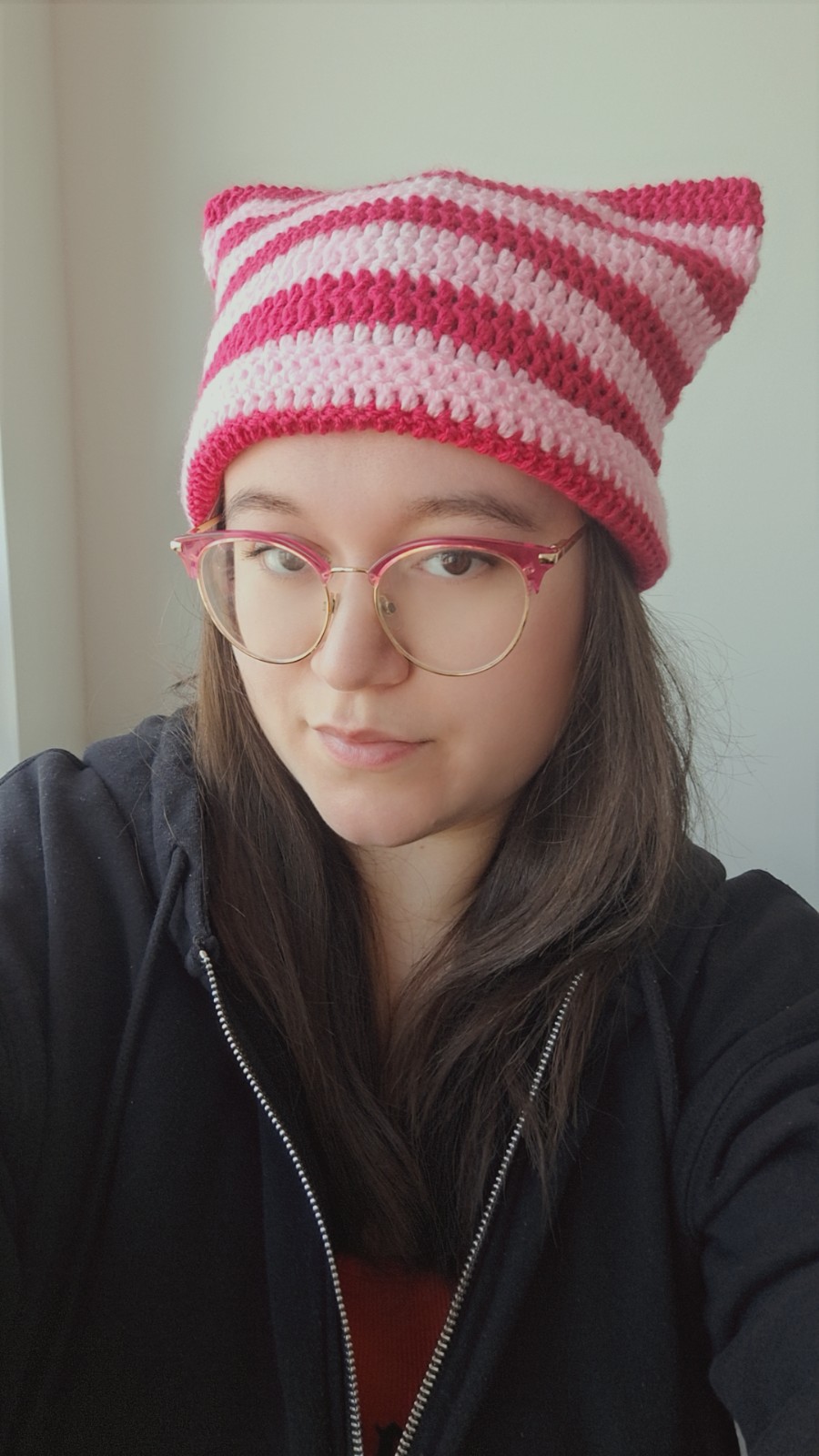 Gehaakte muts | Lichtroze en knalroze