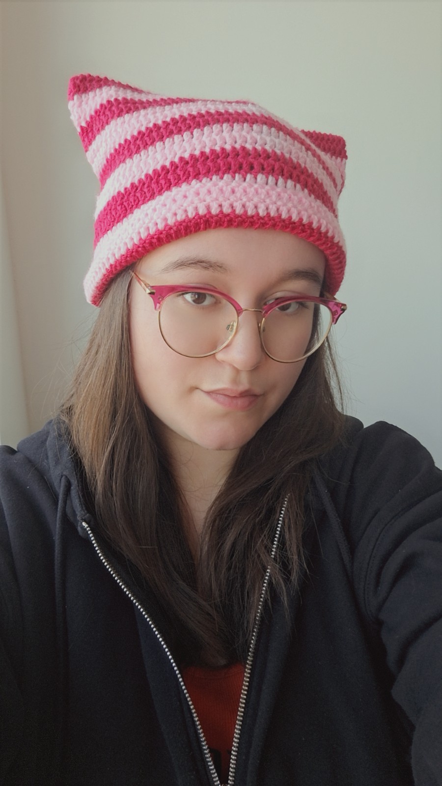 Gehaakte muts | Lichtroze en knalroze