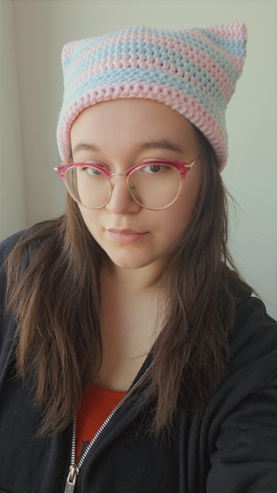 Gehaakte muts | Lichtroze en lichtblauw