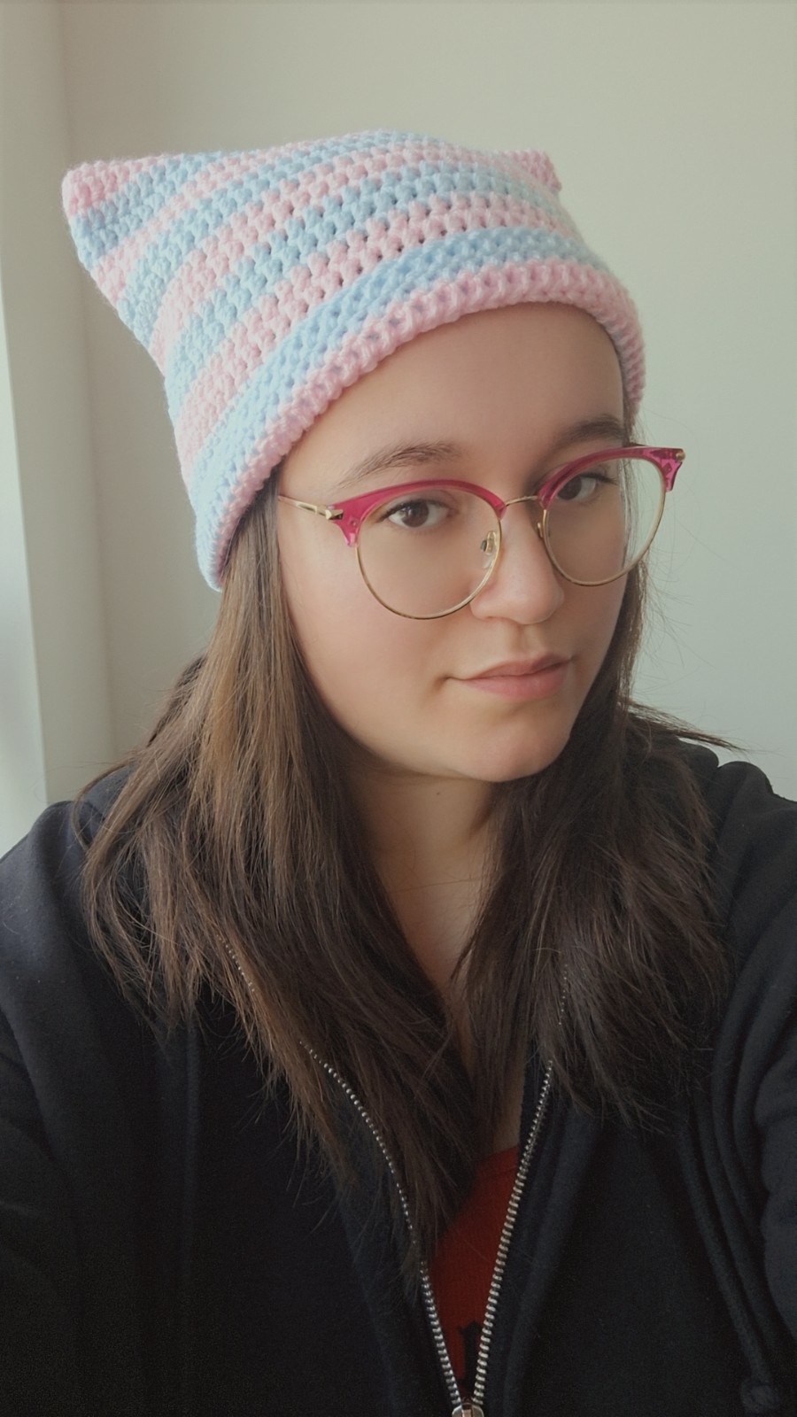 Gehaakte muts | Lichtroze en lichtblauw