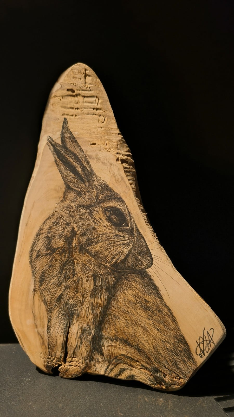 Fairytale bunny– Handgetekend konijntje op Italiaans olijfhout 🐰✨🫒