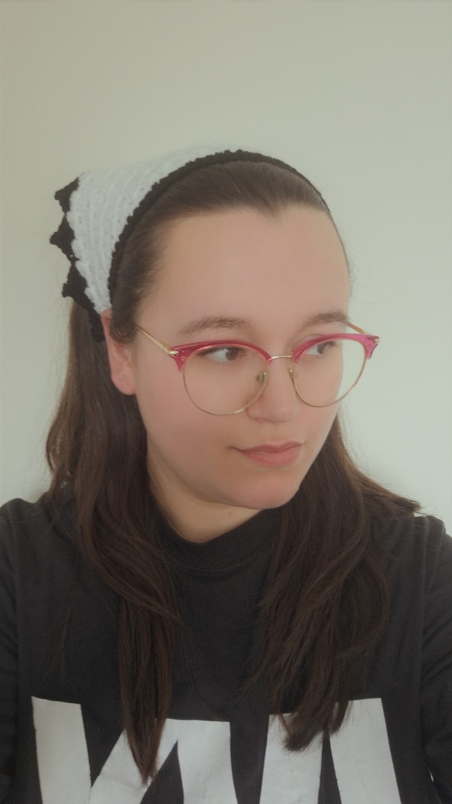 Gehaakte bandana | Wit en zwart