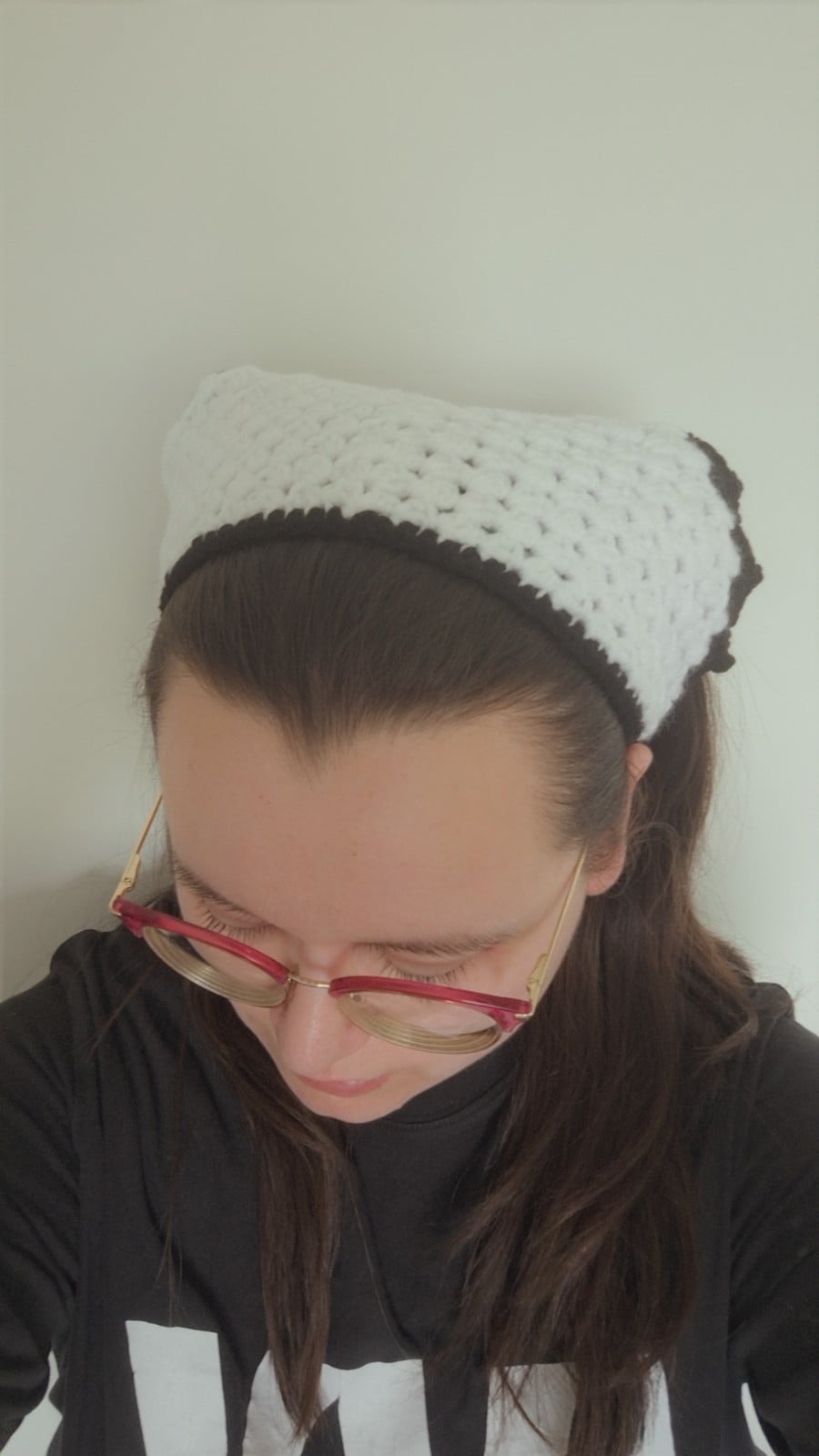 Gehaakte bandana | Wit en zwart