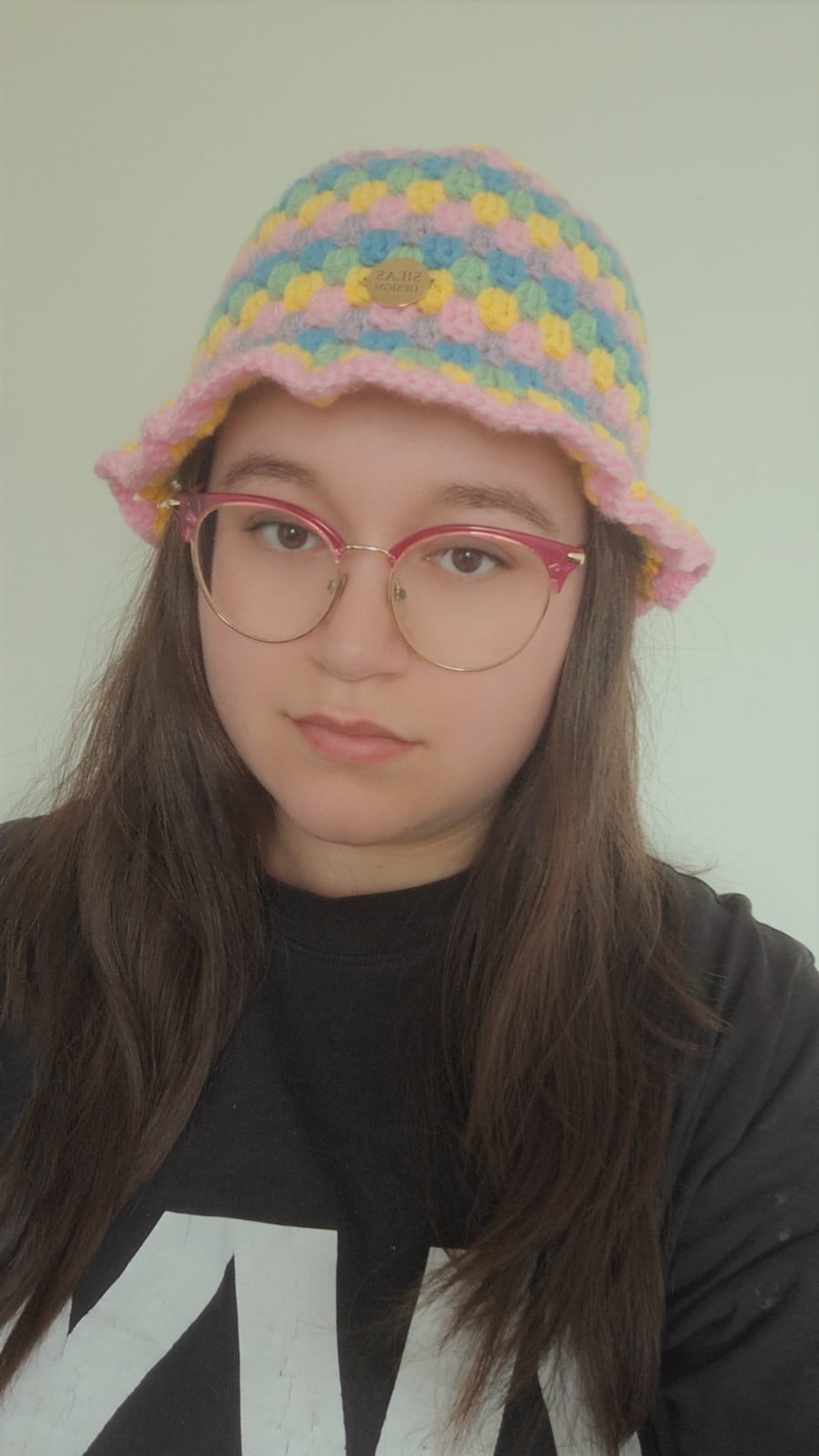 Gehaakte bucket hat | Lichtroze, geel, eucalypstus, turquoise en lila