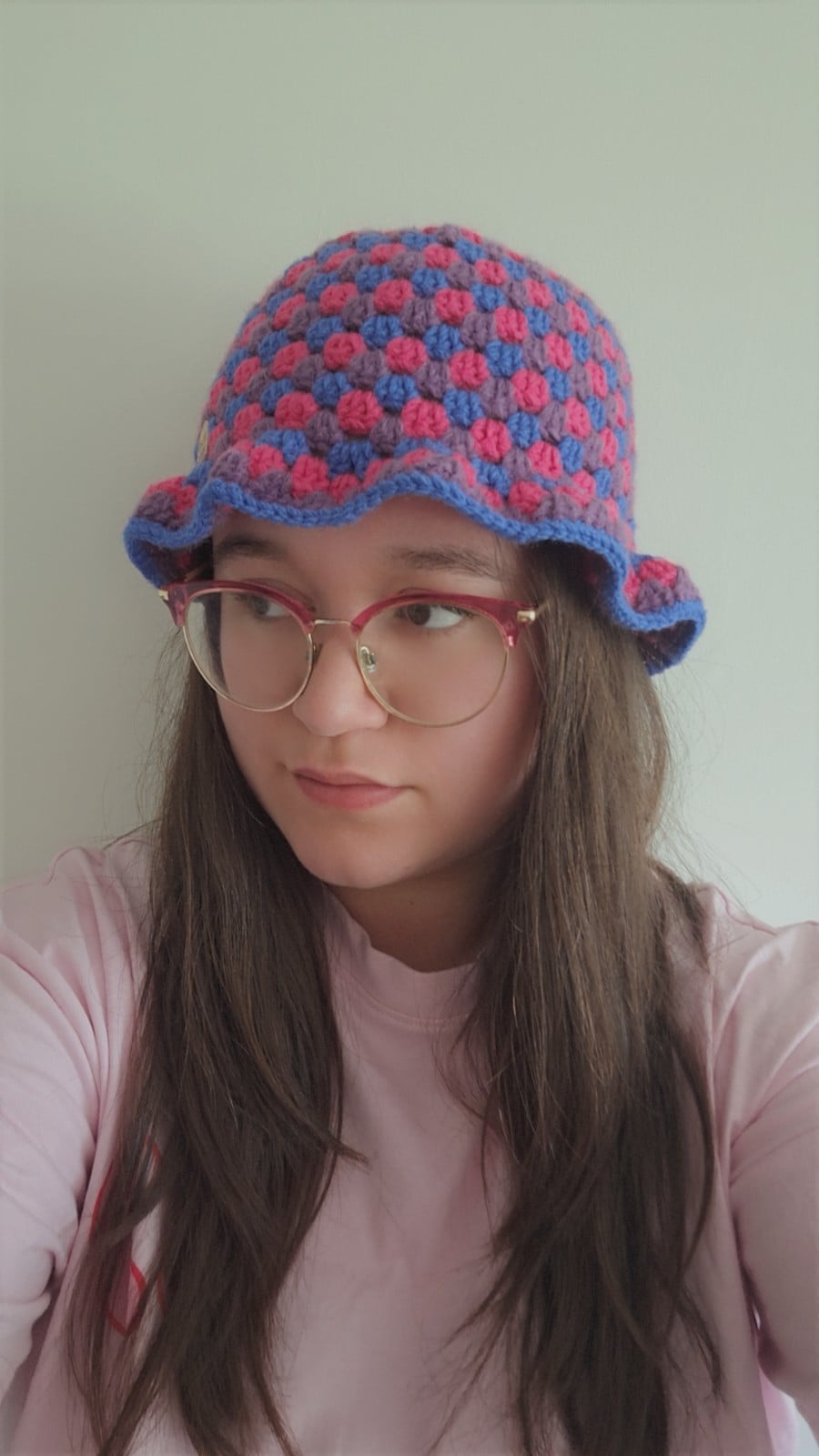 Gehaakte bucket hat | Pride biseksuele vlag - 129978 Gehaakte bucket hat | Pride biseksuele vlag