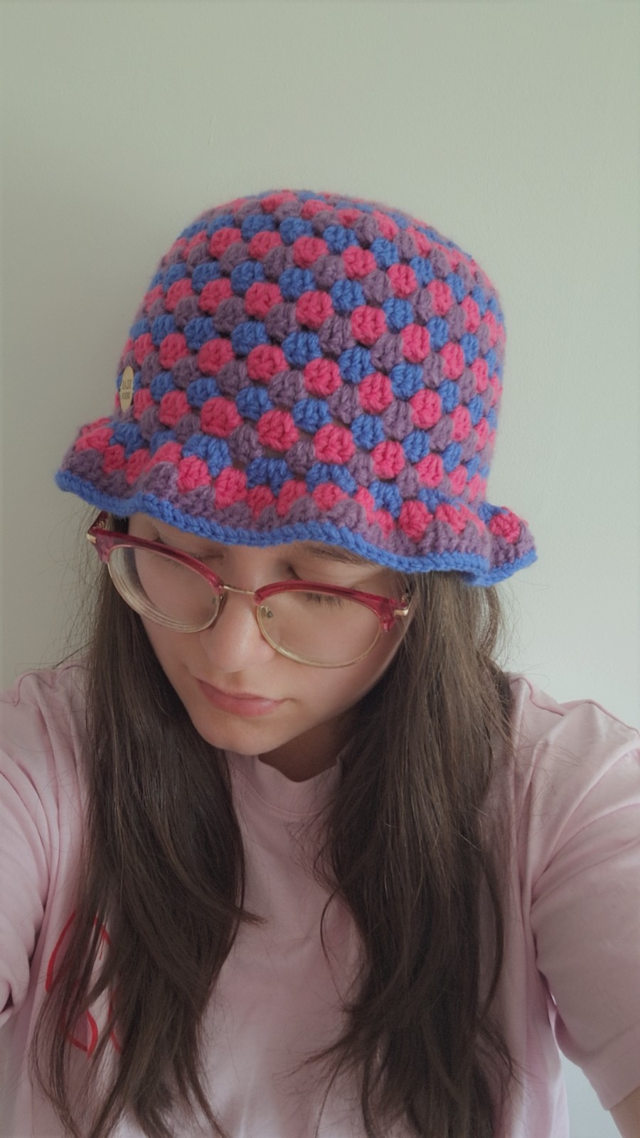 Gehaakte bucket hat | Pride biseksuele vlag - 129981 Gehaakte bucket hat | Pride biseksuele vlag