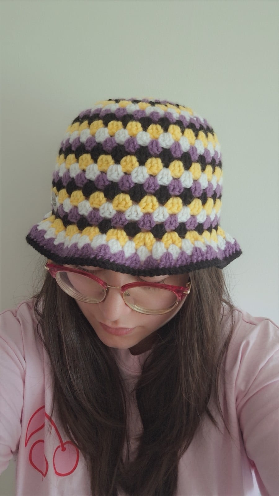 Gehaakte bucket hat | Pride non-binary vlag - 129994 Gehaakte bucket hat | Pride non-binary vlag